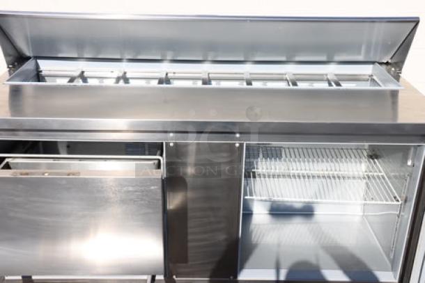 Beverage-Air SPED60HC-16-2 refrigerated sandwich prep table, 60", 1 door 2 drawer, brand new scratch-n-dent condition.