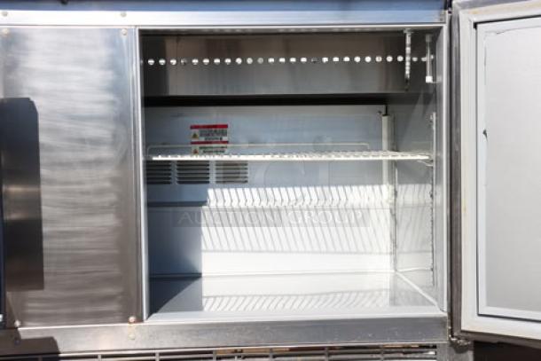 Beverage-Air SPED60HC-16-2 refrigerated sandwich prep table, new, 60", with one door and two drawers.