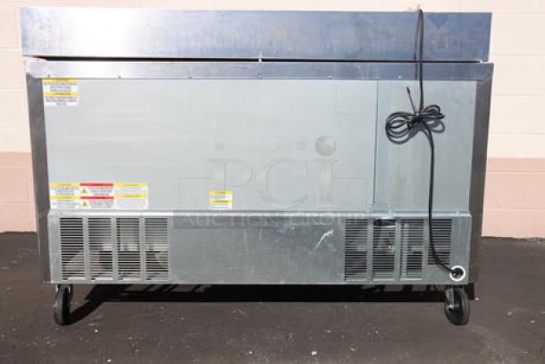 Beverage-Air SPED60HC-16-2 refrigerated sandwich prep table, 60", one door, two drawers, minor scratches, new condition.