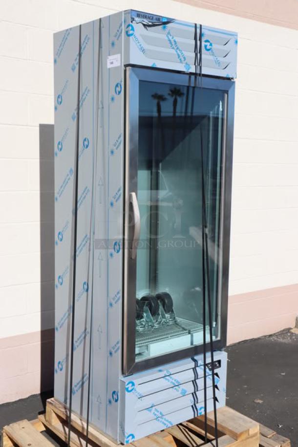 Brand new Beverage-Air RB19HC-1G 27" glass door reach-in refrigerator, scratch-n-dent condition, 115V, 3 Amps.