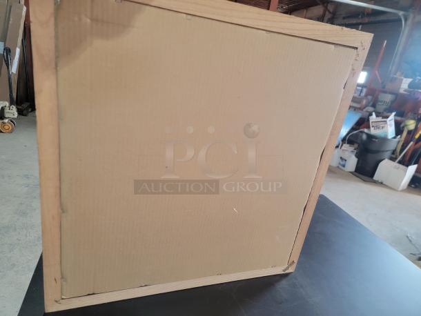 Back view of a large 27" x 27" Sierra Nevada Brewing Co. mirror. The mirror is set in a solid wood frame.