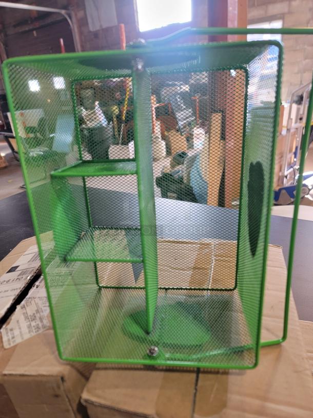 Set of 2 new Bud Light Lime metal mesh bar caddies, vibrant lime-green, featuring iconic logo, ideal for BBQ or man cave.