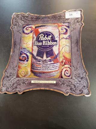Rare "Pabst Dream" metal art sign by Todd Conway. Van Gogh-inspired design, ornate frame, durable metal. Perfect for PBR fans.