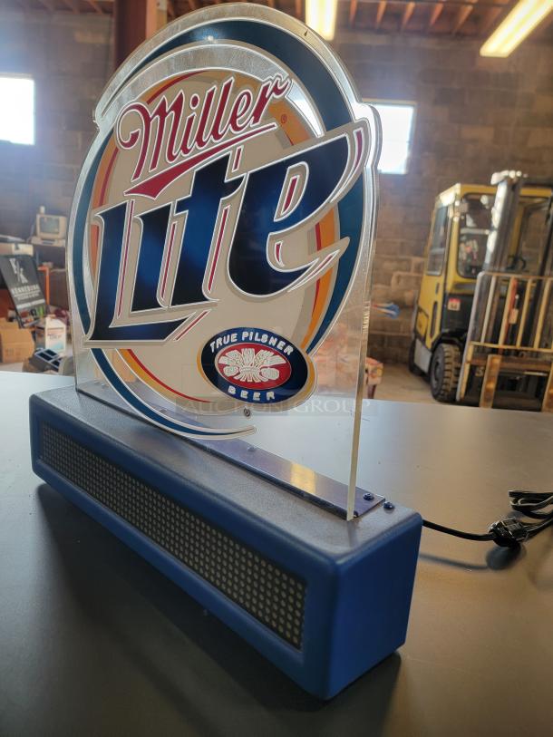 Rare 2007 Miller Lite LED "Feature Ticker" sign by Process Display Inc.; static light works, ticker not working. Ideal for bars.