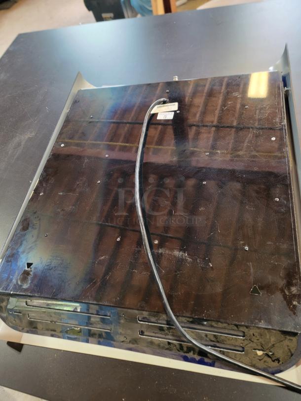 Back of vintage Miller Lite backlit bar sign, showing power cord and mounting plate. Sign in project condition, lights non-functional.