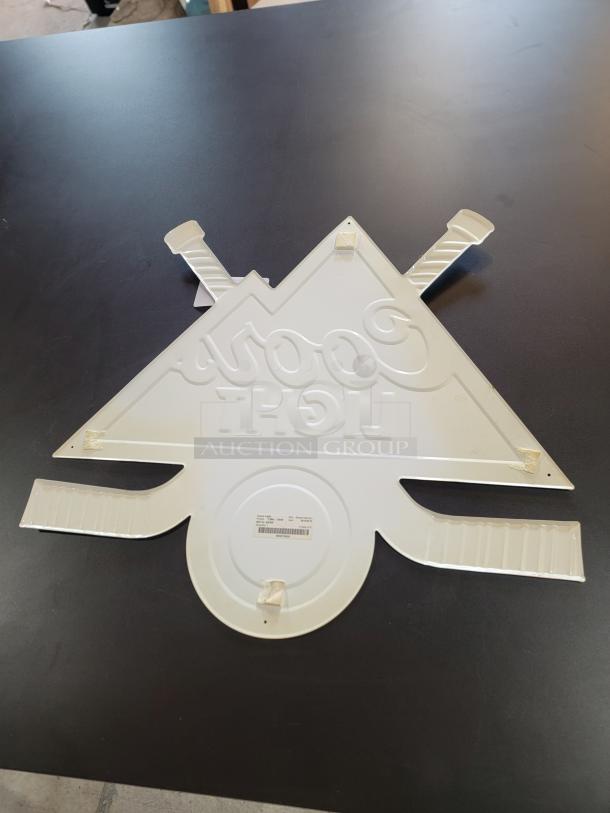 Rare Coors Light x Boston Bruins metal hockey sign, 24"x22", featuring logos and crossed sticks. Good condition. Marked "Partner of the Boston Bruins."