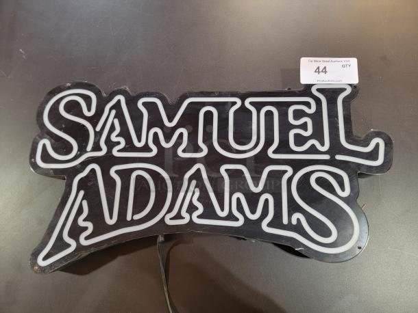 Samuel Adams LED neon sign by Enhance America, featuring classic logo, energy-efficient and durable, tested and ready to hang.