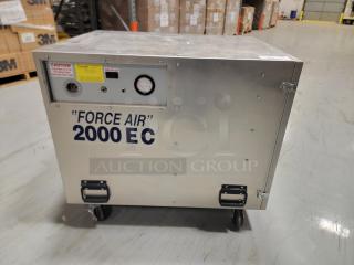 ACSI Force Air 2000 EC Negative Air Machine with durable aluminum housing, HEPA filter, pressure gauge, and casters.