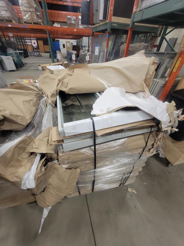 Set of 5 AIS Matrix cubicles packaged, showing glass tiles and white metal frames, in near-new condition.