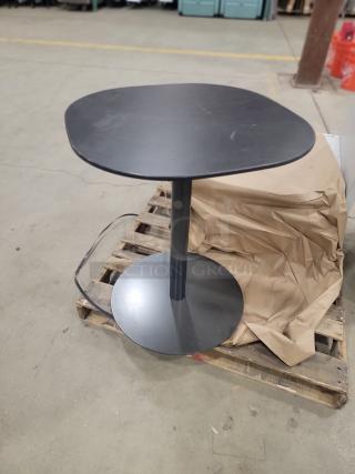 Heavy-duty steel pedestal table, 24"x29", professional-grade, ideal for custom dining or workspace. Solid, durable condition.