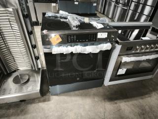 BRAND NEW GE® ENERGY STAR® 30" Slide-In Electric Convection Range, Model GRS600AVFS. Features No Preheat Air Fry, EasyWash™ Oven Tray.