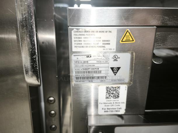 Brand new Prince Castle DHB2PT-33KFCB warming unit, 33"W, dual 24" compartments, 208-240v/1ph, UL listed, patent pending.