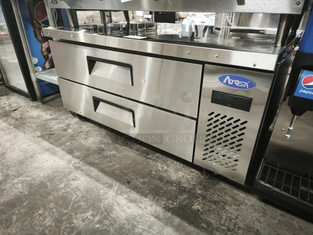 Brand new Atosa MGF8450GR 48" refrigerated chef base, self-contained, 7.7 cu ft, ENERGY STAR®, stainless steel finish.