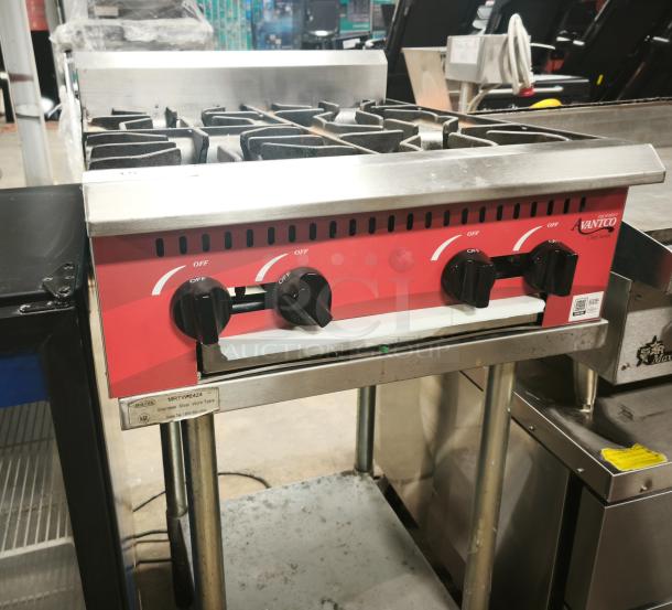 Avantco Chef Series 24" 4 Burner Gas Countertop Range, Model 177CAGR424, brand new, 100,000 BTU, stainless steel.