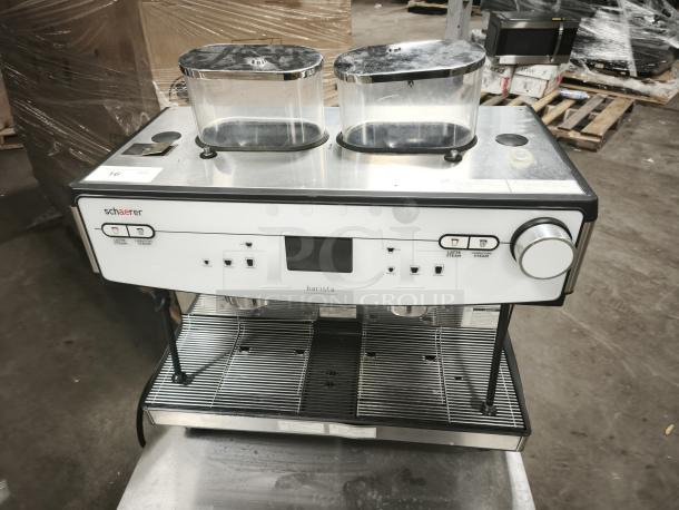BRAND NEW Schaerer Coffee Barista full automatic espresso machine, model 349.BARISTA, with dual bean hoppers, in mint condition.
