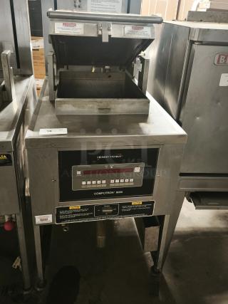 USED Henny Penny Computron 8000 Pressure Fryer, working condition, digital controls, stainless steel, safety labels visible.