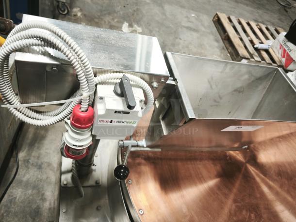 BRAND NEW Kunafet Machine by BIMATIC S.AR.L for making kunafa dough, features stainless steel construction, 3-phase power input.