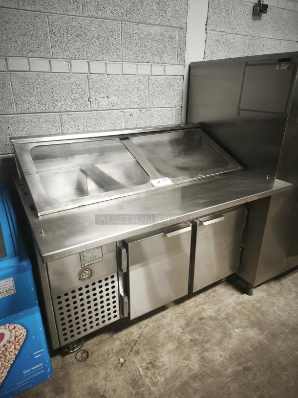 S&G Manufacturing Model RU70004 refrigerated sandwich prep table with clear lid, stainless steel, tested and working.