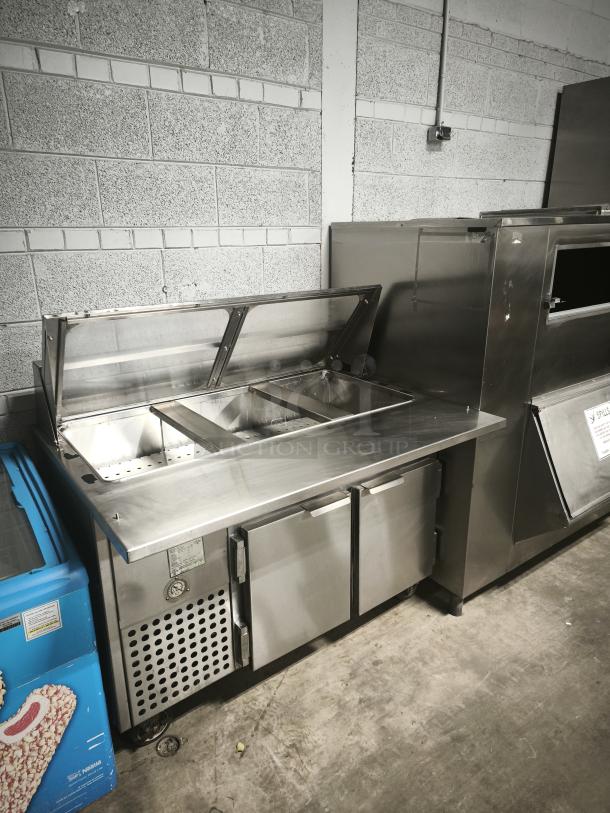 S&G Manufacturing RU70004 refrigerated sandwich prep table with clear lid, stainless steel, tested, working condition.
