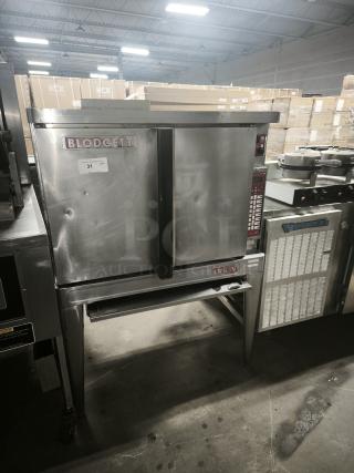 BLODGETT commercial electric convection oven, stainless steel, double doors, used condition, model ARK-V, visible label "31 qty."