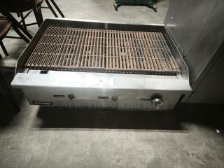 Patriot FMECTC-36/NG radiant gas charbroiler, 30,000 BTU, working condition, stainless steel, 3/4” rear NPT.