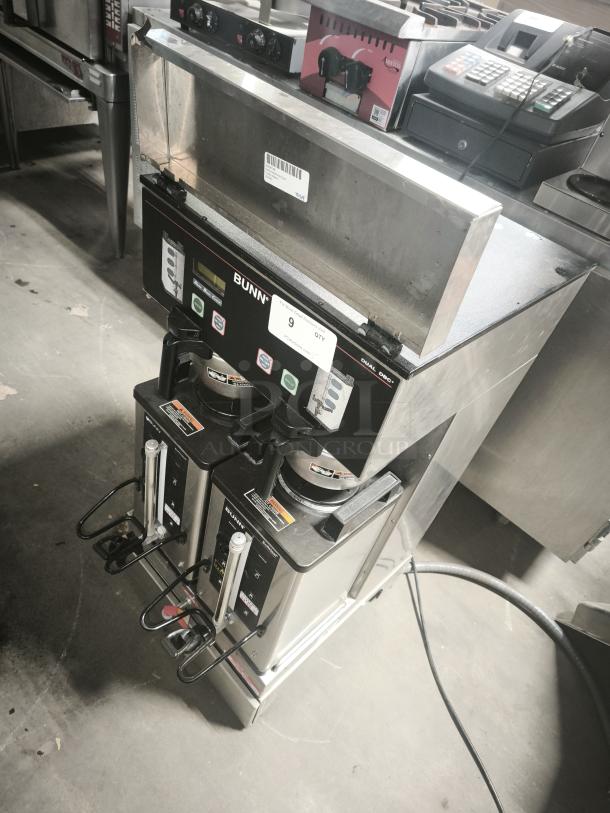 BUNN SH DBC Dual coffee brewer system, stainless steel, dual brew capacity, visible controls, used condition.