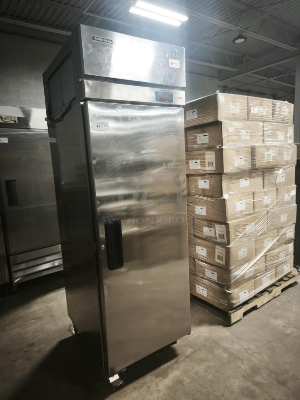 Hoshizaki FH1-SSB Professional Series Upright Freezer, like new, full stainless door, single section, visible Hoshizaki logo.