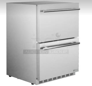 HCK D150-D 5.12 cu.ft undercounter dual zone fridge, stainless steel, brand new condition, two drawers, sleek design.