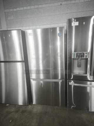 Midea 18.7 cu. ft. Bottom-Mount Freezer Refrigerator, model MRB19B7AST, in like-new condition. Stainless steel finish.