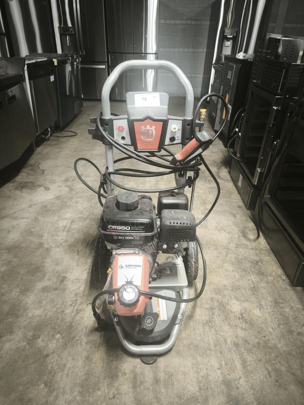 Husqvarna PW-3200 pressure washer, 3200 PSI, Model 022007. Tested and working; features CR950 engine, control touch panel.