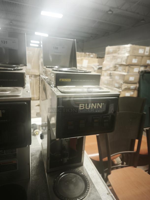 BUNN ST-35 coffee brewer with LCD, 120V, featuring 2 upper/1 lower warner. Tested and working. Visible caution label.