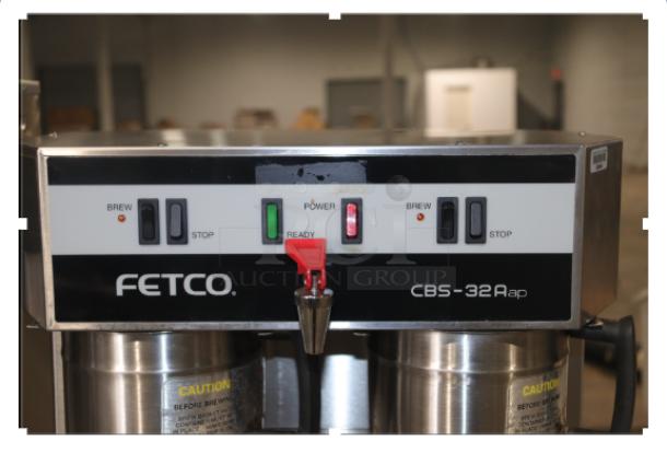 Fetco CBS-32Aap Stainless Dual Coffee Brewer Machine, 120/208-240V, tested and working, with visible control panel.