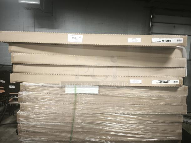 Brand new Safco 7516WH Wellness Panel, acrylic, 47.5x2.5x23.5 inches, white, in packaging with visible labels.