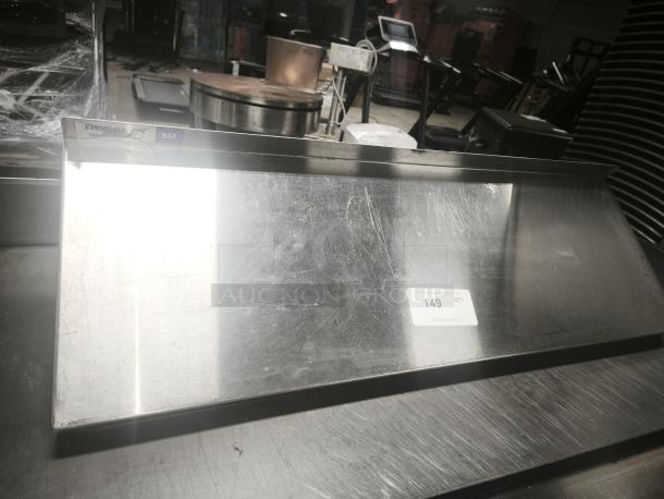 Frymaster 60" wall shelf, stainless steel, heavy-duty, used condition. Visible NSF marking, suitable for commercial kitchens.