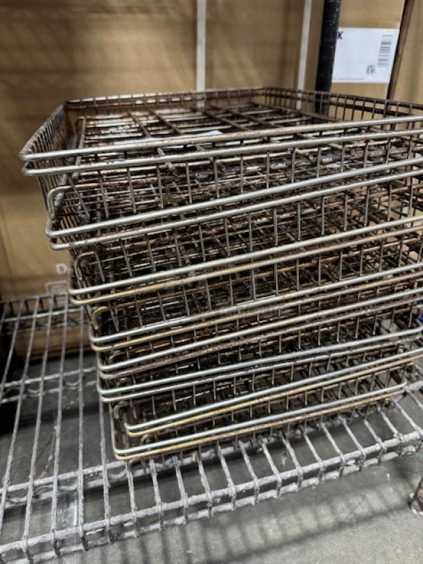 Choice 12" x 16 1/2" chrome plated footed wire cooling rack for half size sheet pan, stack of racks, lightly used.