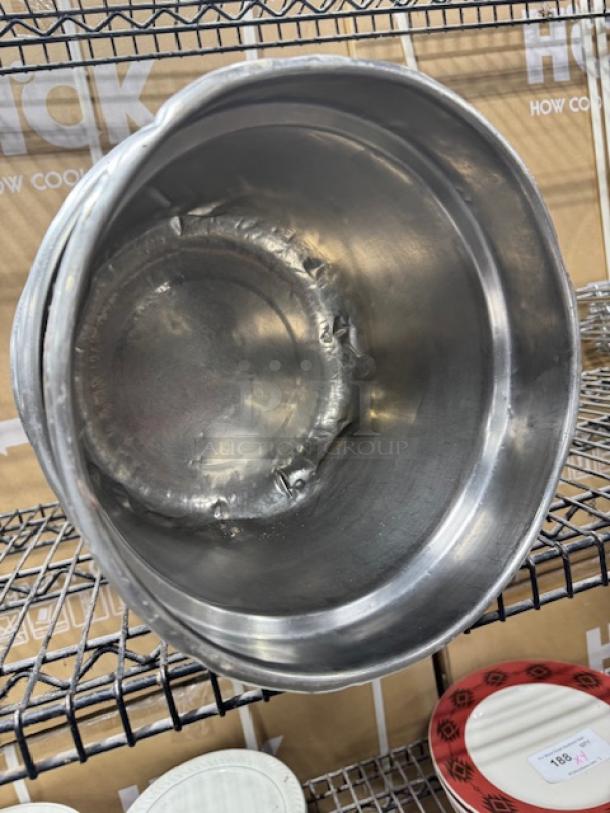 Choice 11 Qt. stainless steel vegetable inset, reflective interior, used condition with visible wear, ideal for commercial kitchens.