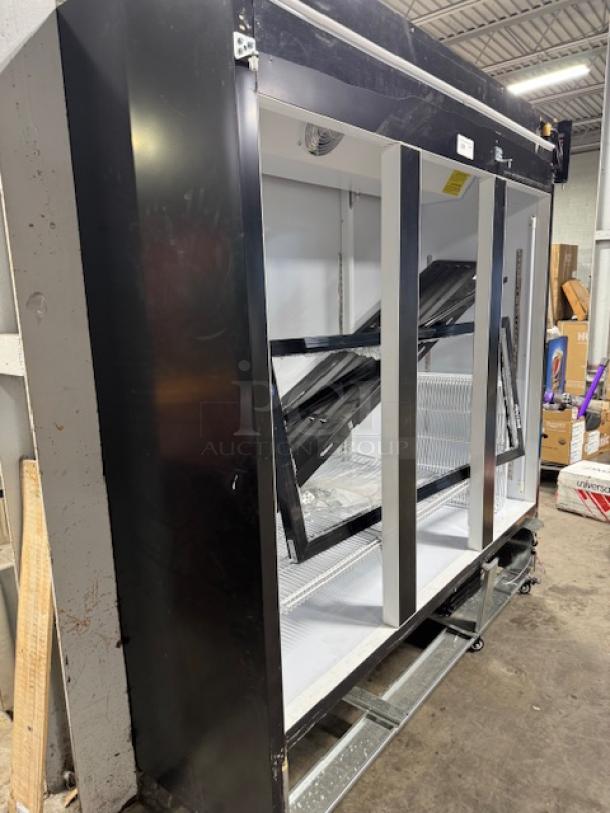 Avantco GDC-69-HC refrigerator, 78 1/4", black, LED lighting, swing glass door needs installation, model 178gdc69hcb.