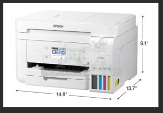 NEW Epson EcoTank ET-3760 Wireless All-in-One Printer. Features scanner, copier, ADF, Ethernet. Cartridge-free. Dimensions 14.8" x 13.7" x 9.1".