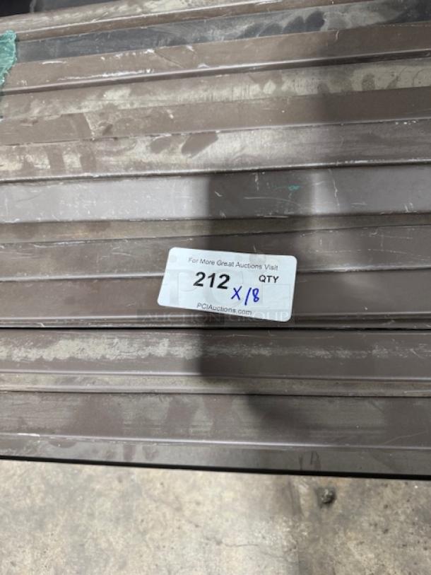 CLOSED BASE FRONT COVER 48'', metal, ridged design, used, visible label "212 QTY X/8" for auction tracking.