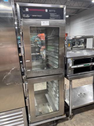Henny Penny Smart Hold Heated Holding Cabinet, Model AHC-990, stainless steel, on casters, excellent condition, tested and working.