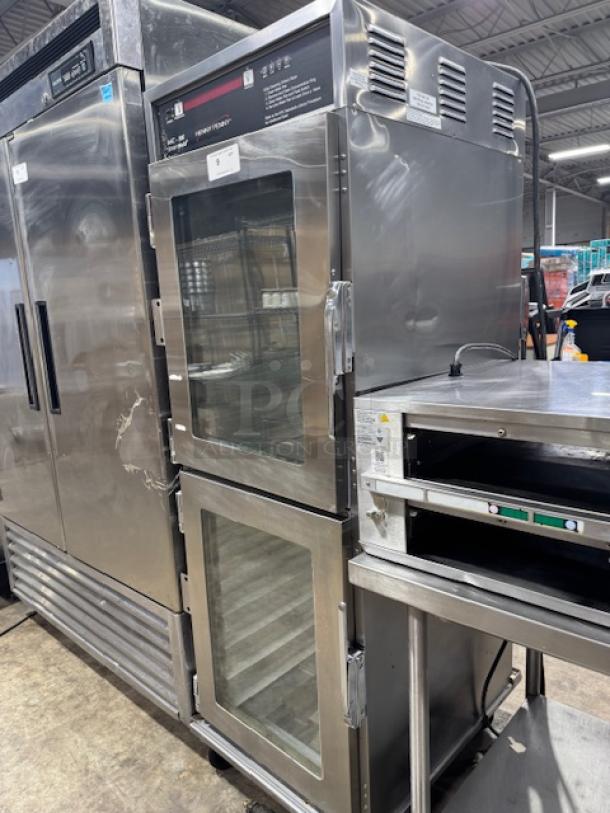 Henny Penny Smart Hold heated holding cabinet AHC-990 in excellent condition, stainless steel, on casters, 240v/1ph.