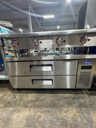 Atosa MGF8450GR 48-inch refrigerated chef base, stainless steel, almost new, 7.7 cu ft, ENERGY STAR® rated.