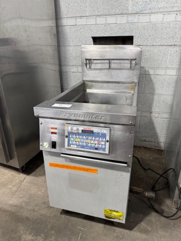 Frymaster KJ3FCSP natural gas fryer, stainless steel, used condition, control panel, from KFC remodel.