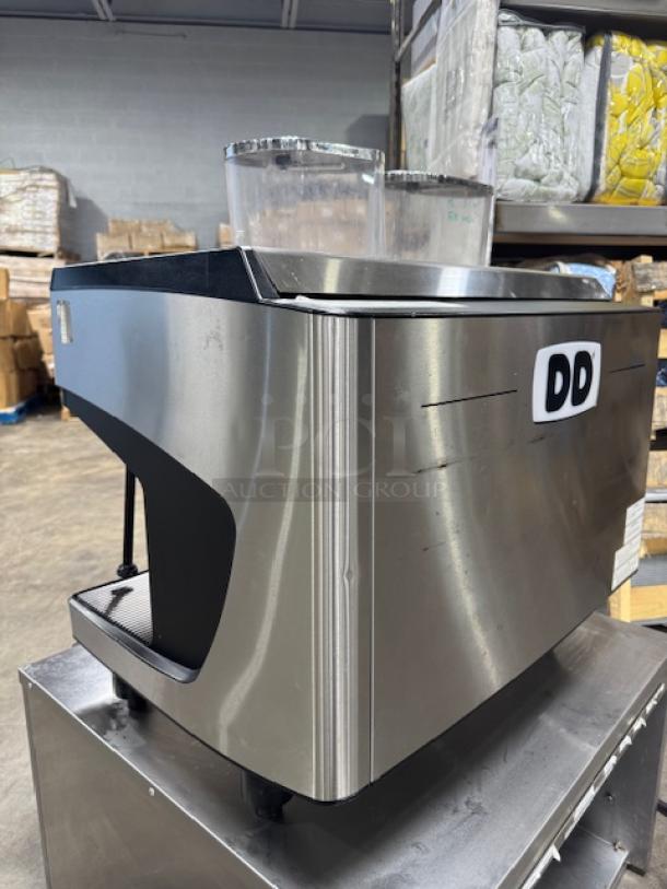 Schaerer Coffee Barista 349.BARISTA full automatic espresso machine, stainless steel, minor scratches, visible tag marked 'DD'.