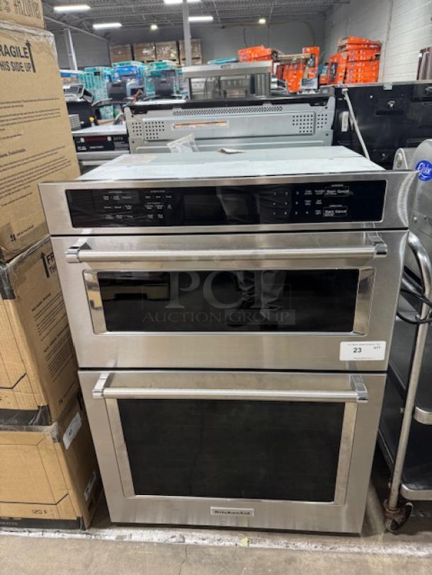 BRAND NEW KitchenAid 30" self-cleaning air fry microwave wall oven combo, stainless steel with PrintShield finish, model KOEC530PSS01.