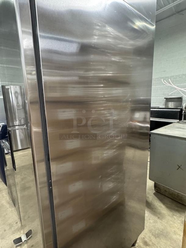 Hoshizaki FH1-SSB Professional Series upright freezer, full stainless steel door, like new condition, single-section design.