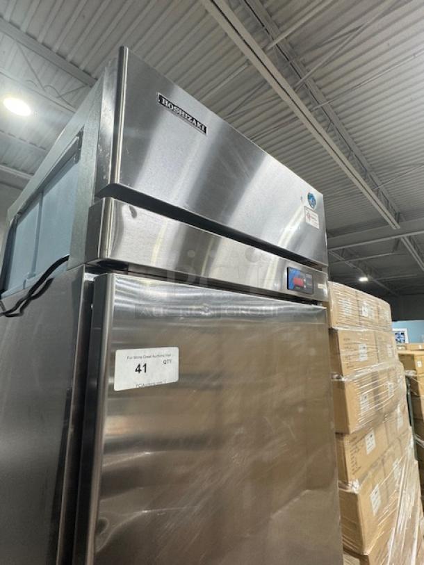 Hoshizaki FH1-SSB Professional Upright Freezer, full stainless door, like new condition, labels intact, single-section design.