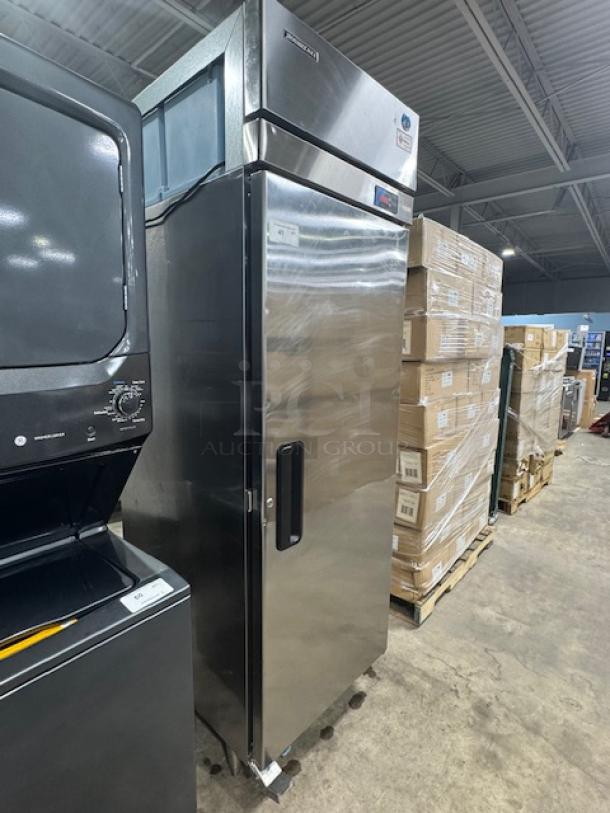 LIKE NEW Hoshizaki FH1-SSB upright freezer with full stainless door, professional series, excellent condition.