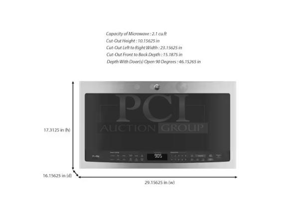BRAND NEW GE Profile 2.1 Cu. Ft. Over-the-Range Sensor Microwave, Model PVM9005S8SS, stainless steel finish.
