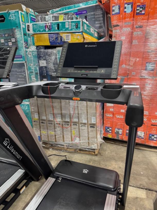 LifeSmart TM4500 Power Touch™ Treadmill, black, large display, control panel, tested and working, model TM4500.